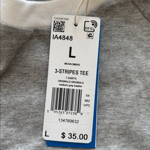 Adidas Light Gray Short Sleeve Tee size large pictured new tags have a few sizes - Picture 6 of 10